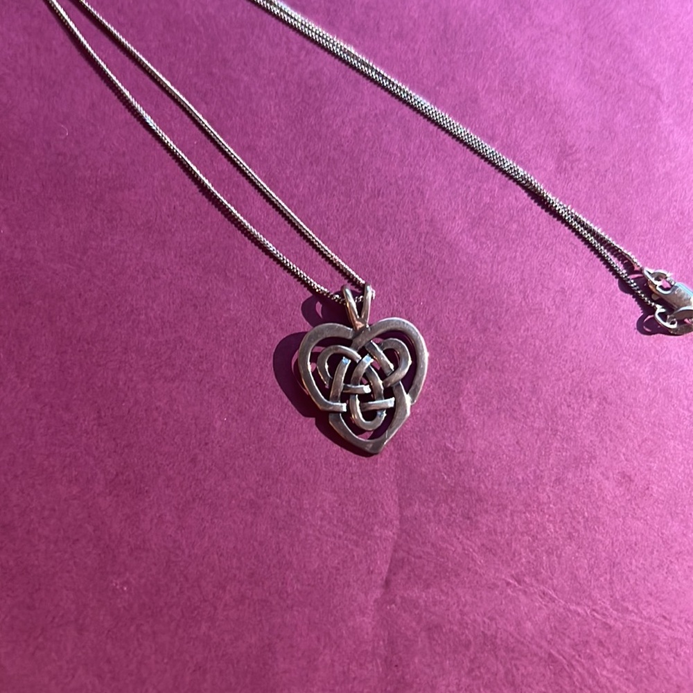 Sterling Silver Celtic Knot Woven
Heart Pendant Necklace